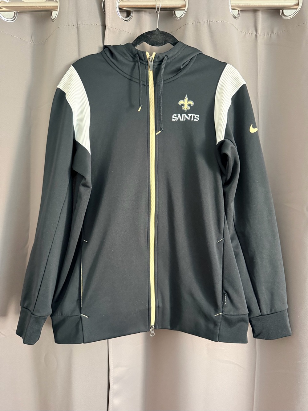 Nike Men’s Black Saints Full-Zip Hoodie with White Shoulder Panels